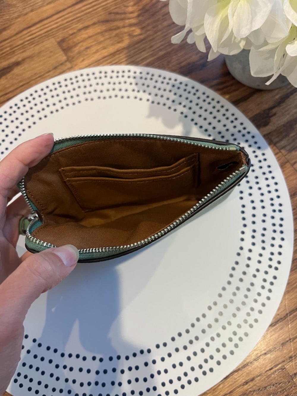 Coach Green Pebbled Leather Wristlet - Picture 4 of 7